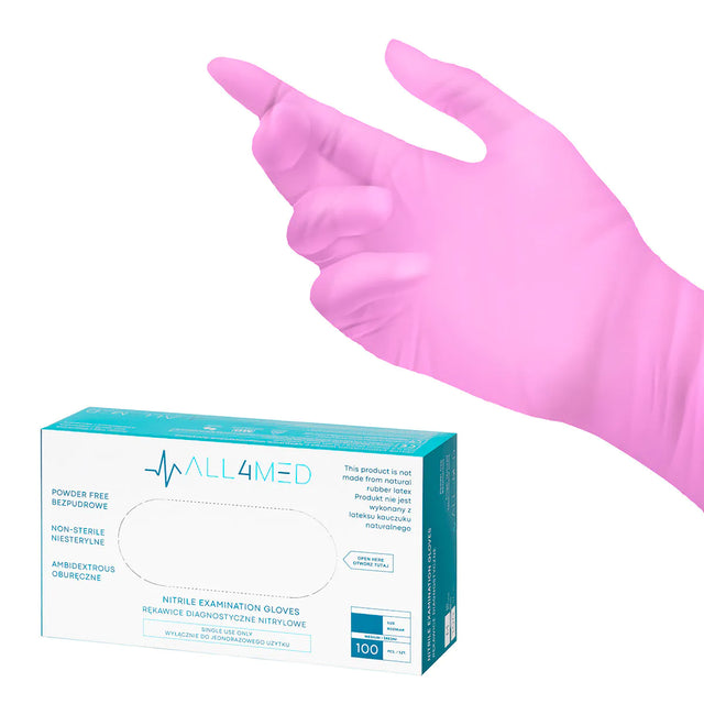 All4med - Handschoen nitril roze - Maat S/M/L - 100 stuks