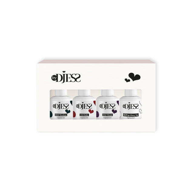 By Djess Gel Polish | Gellak | 4-pack | Christmas Glow #250 - #252 + Glossy Top - 15 ml