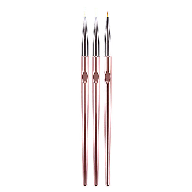 3-piece Nail Art brush set - Rose Gold