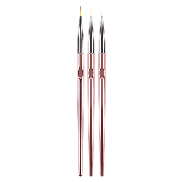 By Djess - 3-Delige Nail Art penselen set - Rose Gold